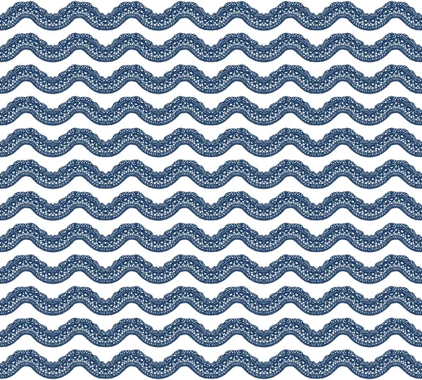 Nahtloses Muster aus Spitze mit Ornamenten. Sea bleu marine Streifen, geometrische horizontale Linien. Weiß leicht editierbarer Farbhintergrund. Vektor — Stockvektor