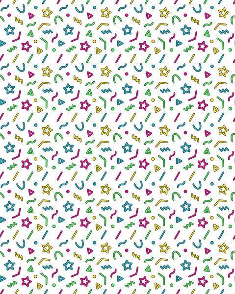 Festive Seamless Pattern Geometric Shapes Colorful Elements Holiday Ornamental Transparent — Vector de stock