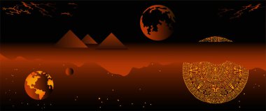 Fantastic space composition illustrating the theory of parallel worlds.In far space, the line between parallel worlds is blurred