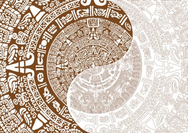 Part of the calendar, patterns, ritual elements and masks of the ancient Mayan and Toltec peoples.