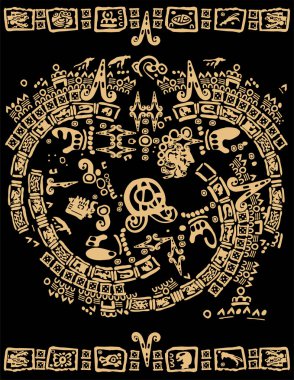 Signs and symbols of the ancient world.The Aztecs, Mayans, Incas, Toltecs.Abstract design with an ancient Mayan ornament. 