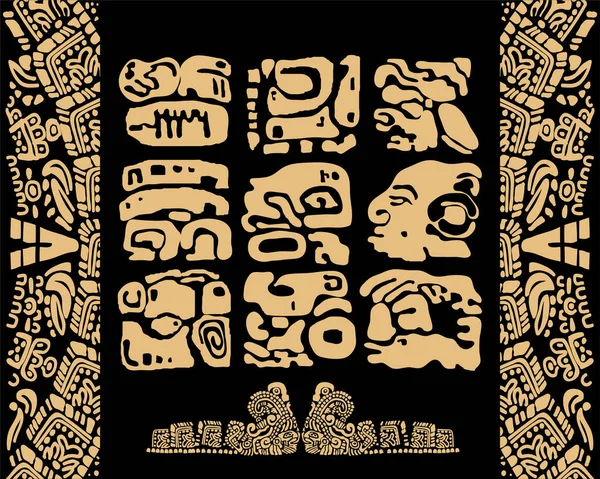Latin Amerika Nın Eski Halkları Maya Toltecs Geleneksel Öğeleri Maskeleri — Stok Vektör