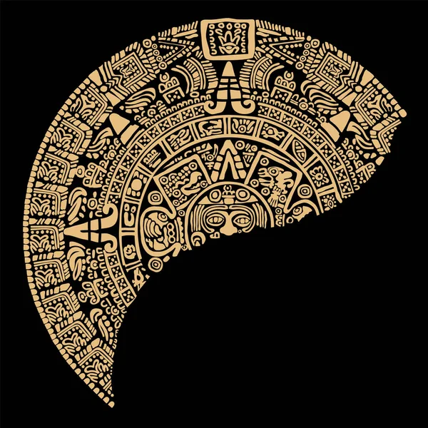 Part Mayan Civilization Calendar Divided Line Yin Yang —  Vetores de Stock