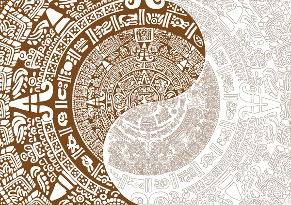 Part Calendar Patterns Ritual Elements Masks Ancient Mayan Toltec Peoples — 스톡 벡터