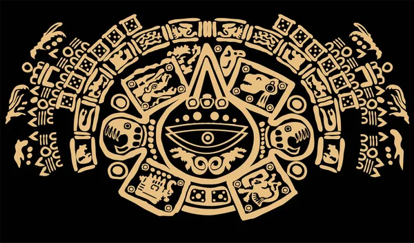 拉丁美洲古代文明的符号和标志的绘制 古代文明的模式 阿兹特克人 玛雅人 印加人 — 图库矢量图片