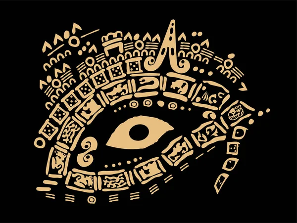 Cosmic Eye Creative Design Theme Ancient Mayan Civilization Abstract Drawing — Vetor de Stock