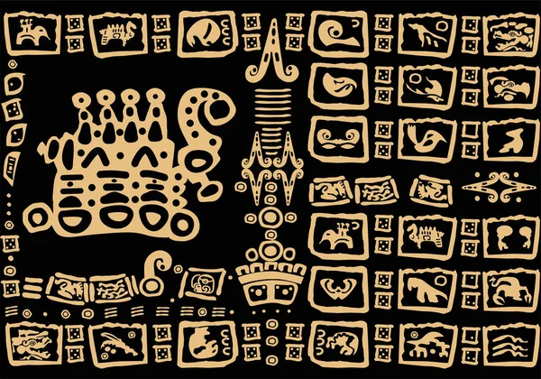 Ancient Symbols Signs Peoples Latin America Creative Design Theme Ancient —  Vetores de Stock