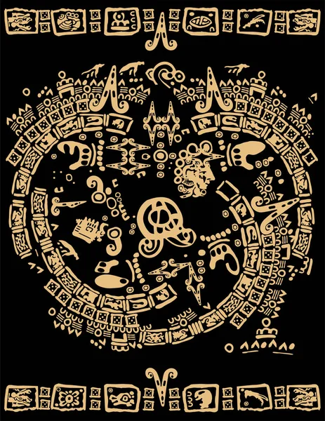 Antik dünyanın işaretleri ve sembolleri. Aztekler, Mayalar, İnkalar, Toltecas. Eski bir Maya süsü ile soyut tasarım.. 