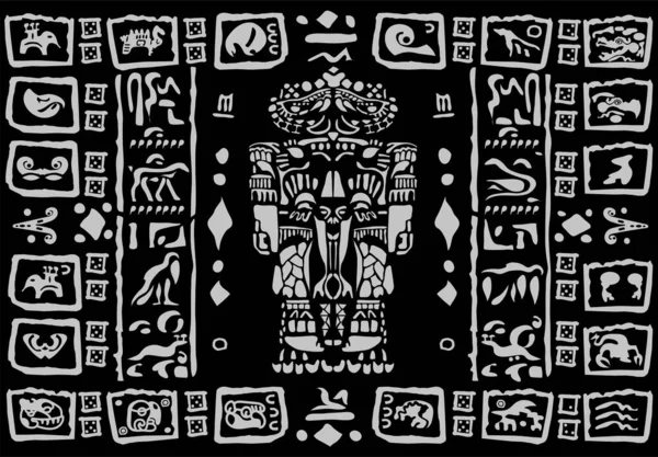 Знаки Символи Малюнки Стародавніх Народів Латинської Америки Написи Народу Майя — стоковий вектор