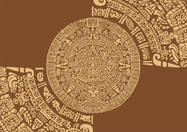 Mayan calendar and other images and symbols of the ancient civilizations of Latin America