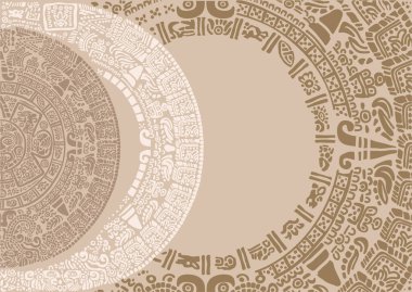 Abstract frame from ancient mayan symbols. Mayan calendar.Images of characters of ancient American Indians.The Aztecs, Mayans, Incas.Signs and symbols of the ancient world. Mexican ancient Mayan calendar Art. 