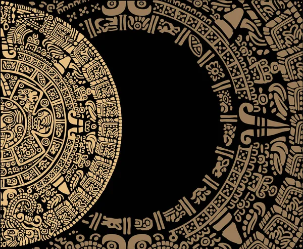 由玛雅人和托尔泰克人古老的历法碎片组成的装饰品 玛雅历法 古代美洲印第安人的人物形象 — 图库矢量图片