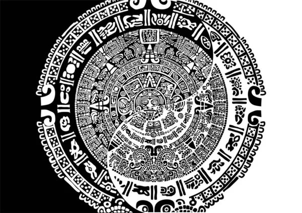 마야의 상징물로부터의 추상적 2017 Mayan Calendar Images Characters Ancient American — 스톡 벡터