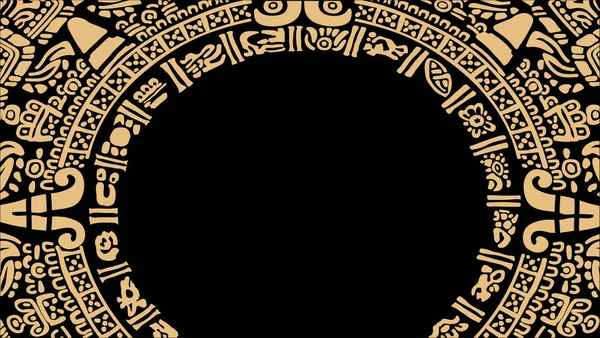 Кутовий Дизайн Символів Календарів Листів Масок Зображень Древньої Цивілізації Майя — стоковий вектор