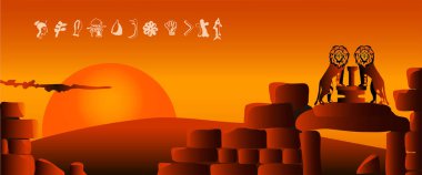 Mycenae Akropolis 'in Aslan Kapısı girişi gün batımında. Antik Avrupa. Antika dünya. Antik dünya. Yunanistan, Girit, Antik Avrupa. 1.