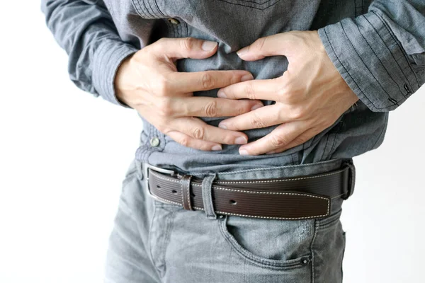 Die Menschen Haben Bauchschmerzen Nehmen Sie Eine Hand Aus Dem — Stockfoto