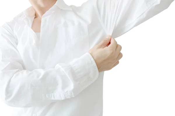 Men Wear White Sleeves Arms Covered Armpits Sweat Unclean Unclean — Stock Photo, Image