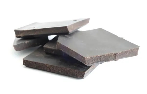 Csokoládét Fehér Alapon Darabokra Vágják Snack Ötletek — Stock Fotó