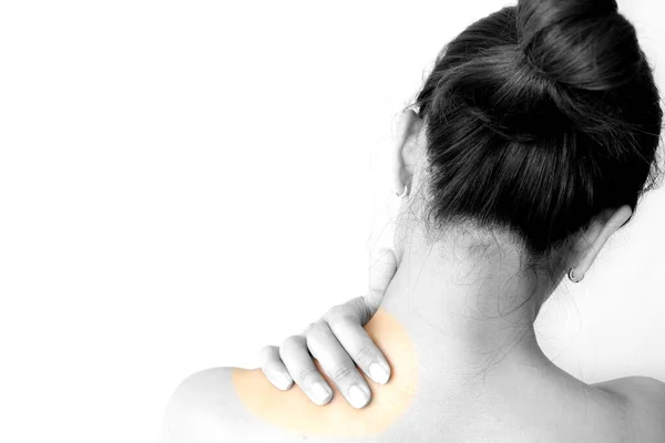 Las Mujeres Tienen Dolor Cuello Dolor Hombro Concepto Salud Del — Foto de Stock