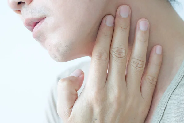 Männer Mit Husten Männer Mit Schilddrüsenerkrankungen Und Saurem Reflux Übelkeit — Stockfoto