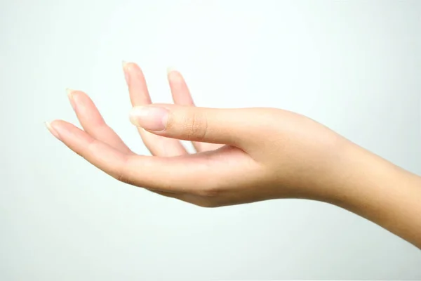 Schöne Weibliche Hand Auf Weißem Hintergrund Konzept Schönheit Und Hydratation — Stockfoto