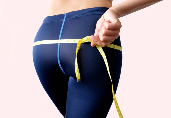 Idealny Kształt Pośladków Talii Pięknej Kobiety Fitness Używa Talii Bioder — Zdjęcie stockowe
