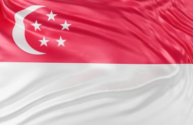 Fotokopi alanı, 3D model ve illüstrasyonla güzel Singapur Bayrak Dalgası Kapanışı.