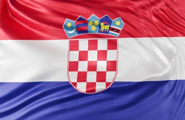 Fotokopi alanı, 3D model ve illüstrasyonla güzel Hırvatistan Bayrak Dalgası Kapanıyor.