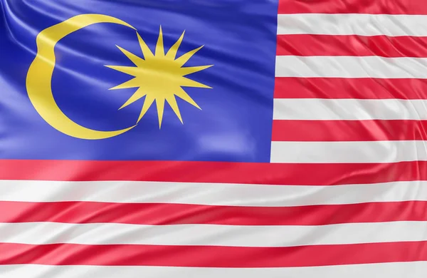 Beautiful Malaysia Flag Wave Close Fundo Banner Com Espaço Cópia — Fotografia de Stock