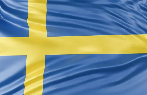 아름다운 스웨덴 플래그 웨이브닫기 — 스톡 사진