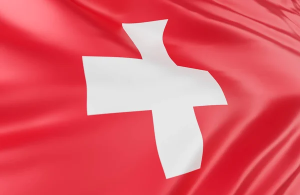 아름다운 스위스 플래그 웨이브닫기 — 스톡 사진