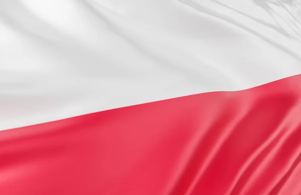 아름다운 폴란드 국기흔들 현수막 배경에 가깝게 — 스톡 사진