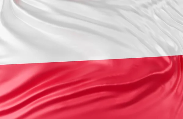 Όμορφη Πολωνία Flag Wave Close Στο Φόντο Banner Αντίγραφο Χώρο — Φωτογραφία Αρχείου