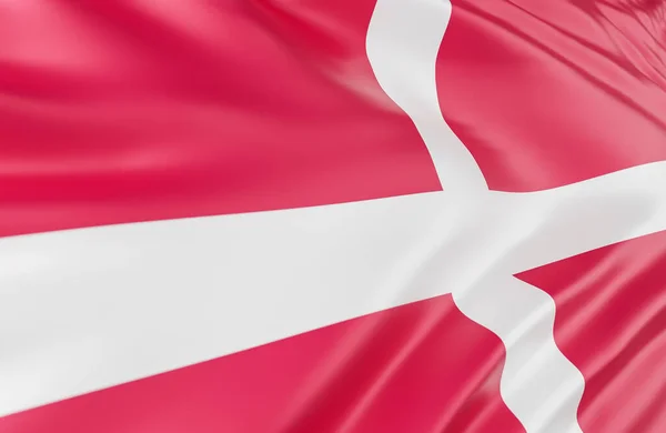 Όμορφη Δανία Flag Wave Close Φόντο Πανό Αντίγραφο Χώρο Μοντέλο — Φωτογραφία Αρχείου