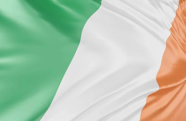 Schöne Irland Flagge Wave Close Auf Banner Hintergrund Mit Kopierraum — Stockfoto