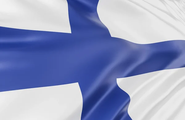 Όμορφη Φινλανδία Flag Wave Close Banner Φόντο Αντίγραφο Χώρο Μοντέλο — Φωτογραφία Αρχείου