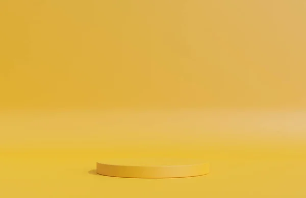 Жовтий Подіум Презентації Продукту Жовтому Пастельному Фоні Природного Стилю Модель — стокове фото