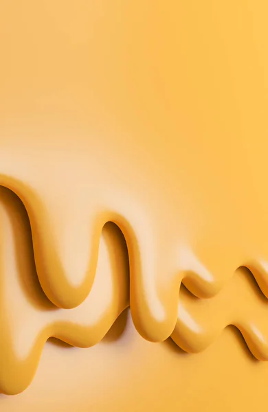 Cheese Crèmige Vloeibare Druppels Kaas Smelt Gele Achtergrond Model Illustratie — Stockfoto