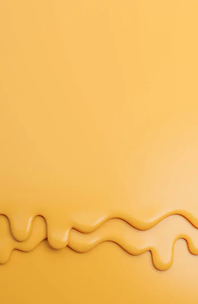 チーズのクリーミーな液滴 黄色の背景でチーズが溶けます 3Dモデルとイラスト — ストック写真