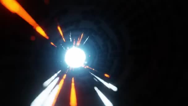 Pohybující Světelné Paprsky Sci Tunelu Animace Bezešvé Smyčkové Dopravě Koncept — Stock video