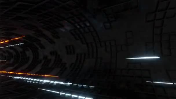 Pohybující Světelné Paprsky Sci Tunelu Animace Bezešvé Smyčkové Dopravě Koncept — Stock video