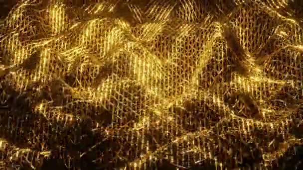 Moving Shinny Golden Wire Net Wave Animation Seamless Looping Traffic — Stock video