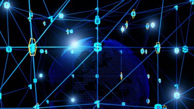 Global network connection world map point and line element concept of global business.,3D model and illustration.
