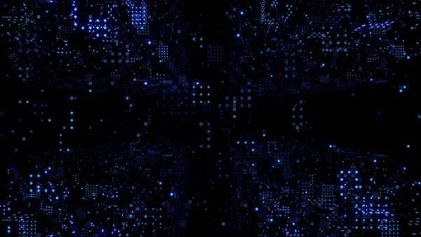 Streszczenie Niebieskie Światła Świecące Symbole Efekt Futurystyczne Informacje Big Data — Zdjęcie stockowe