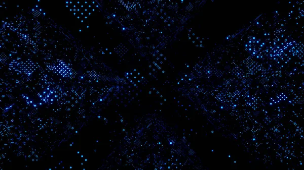 Abstract Blauwe Lichten Gloeiende Symbolen Effect Futuristische Big Data Informatie — Stockfoto