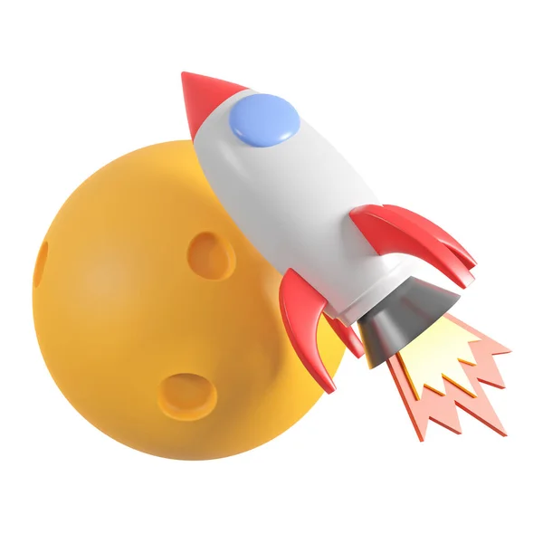 Cute Rakiety Żółty Księżyc Pełni Modelu Ilustracji — Zdjęcie stockowe