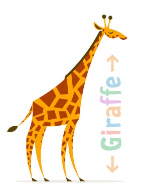 Vektör karikatür zürafası beyaz arkaplanda tek başına duruyor