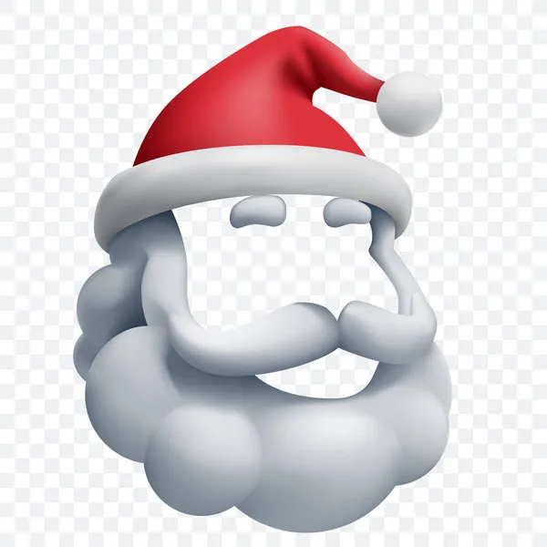Santa Claus Christmas mask with beard and moustache and hat isolated on checkered background — Stock Vector