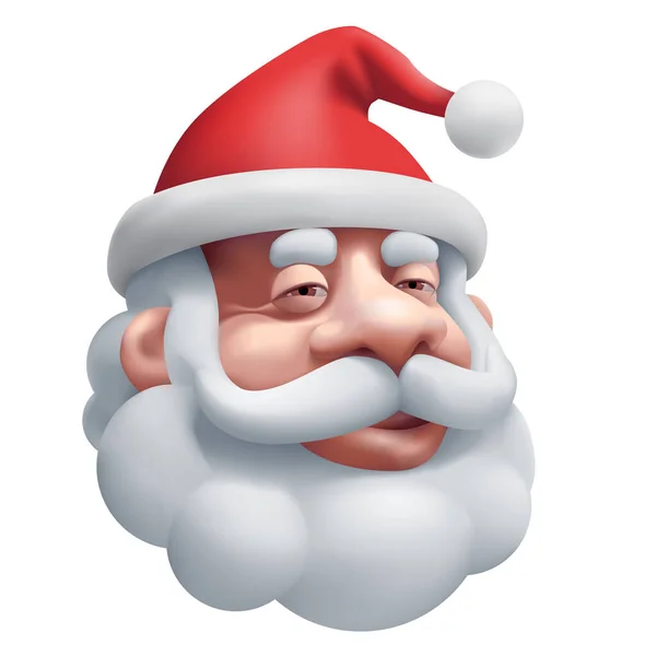 Santa Claus cabeza aislada sobre fondo blanco ilustración vector de dibujos animados — Vector de stock