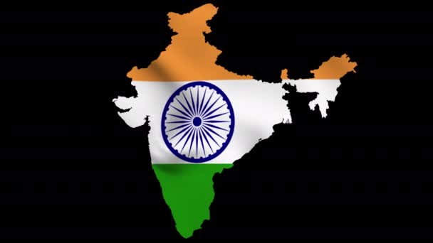 India Zwaaiende Vlaggenkaart Met Alfa Kanaal Naadloze Lus — Stockvideo